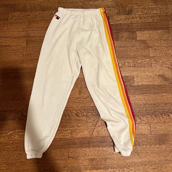 Aviator Nation Pants - 5 stripe Aviator nation sweatpants-vintage white